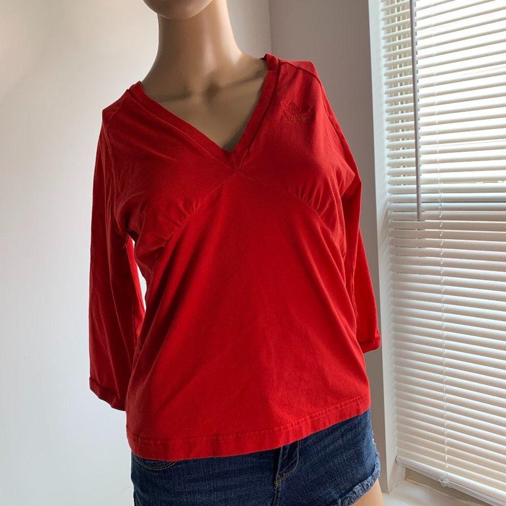 Red Vintage adidas Half Sleeves shirt Size - M